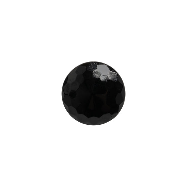 Glass Shank Back Button - Black Honeycomb Faceted - 20L/12.5mm