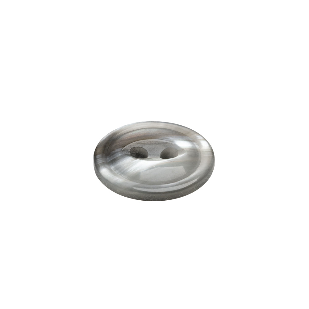 Plastic 2-Hole Button - 24L/15mm - Translucent Gray Swirl - Folded