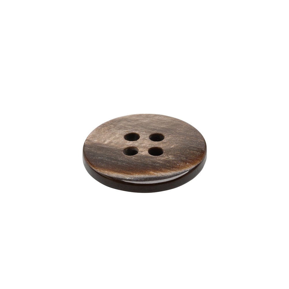 Plastic 4-Hole Button - 28L/18mm - Brown Iridescent Striations - Folded