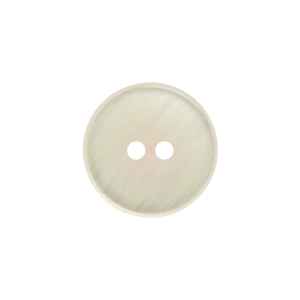Plastic 2-Hole Button - 30L/19mm - Iridescent White Dish Shaped