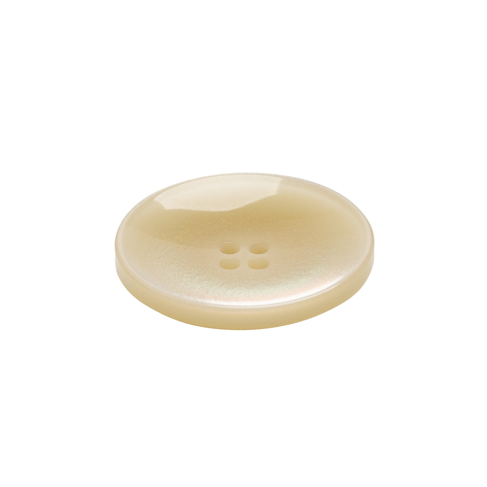 Plastic 4-Hole Button - 36L/23mm - Ivory, Pink and Green Iridescent Shimmer Saucer - Made in Italy - Folded