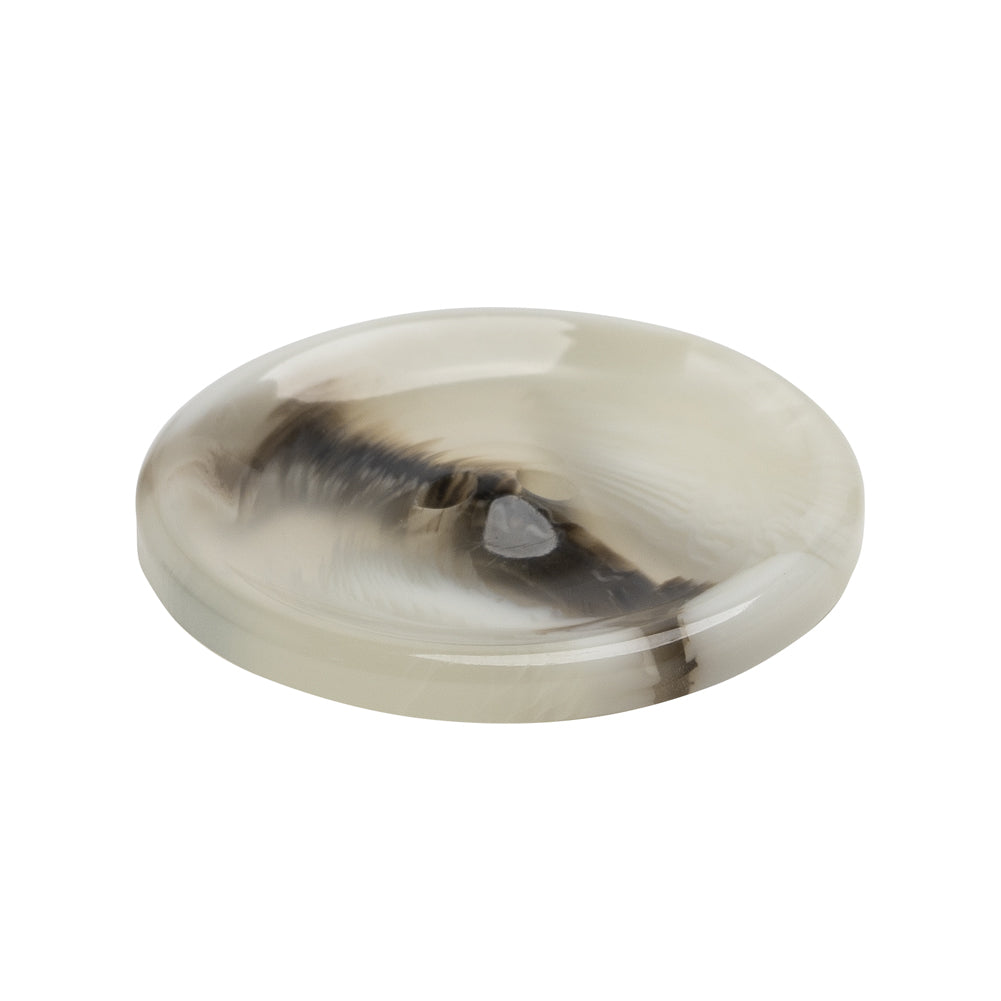 Plastic 2-Hole Button - 44L/28mm - Translucent Brown and White Swirl Dish Shaped with Raised Center - Folded