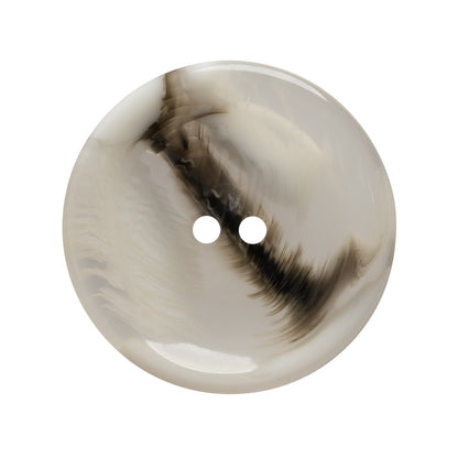 Plastic 2-Hole Button - 44L/28mm - Translucent Brown and White Swirl Dish Shaped with Raised Center