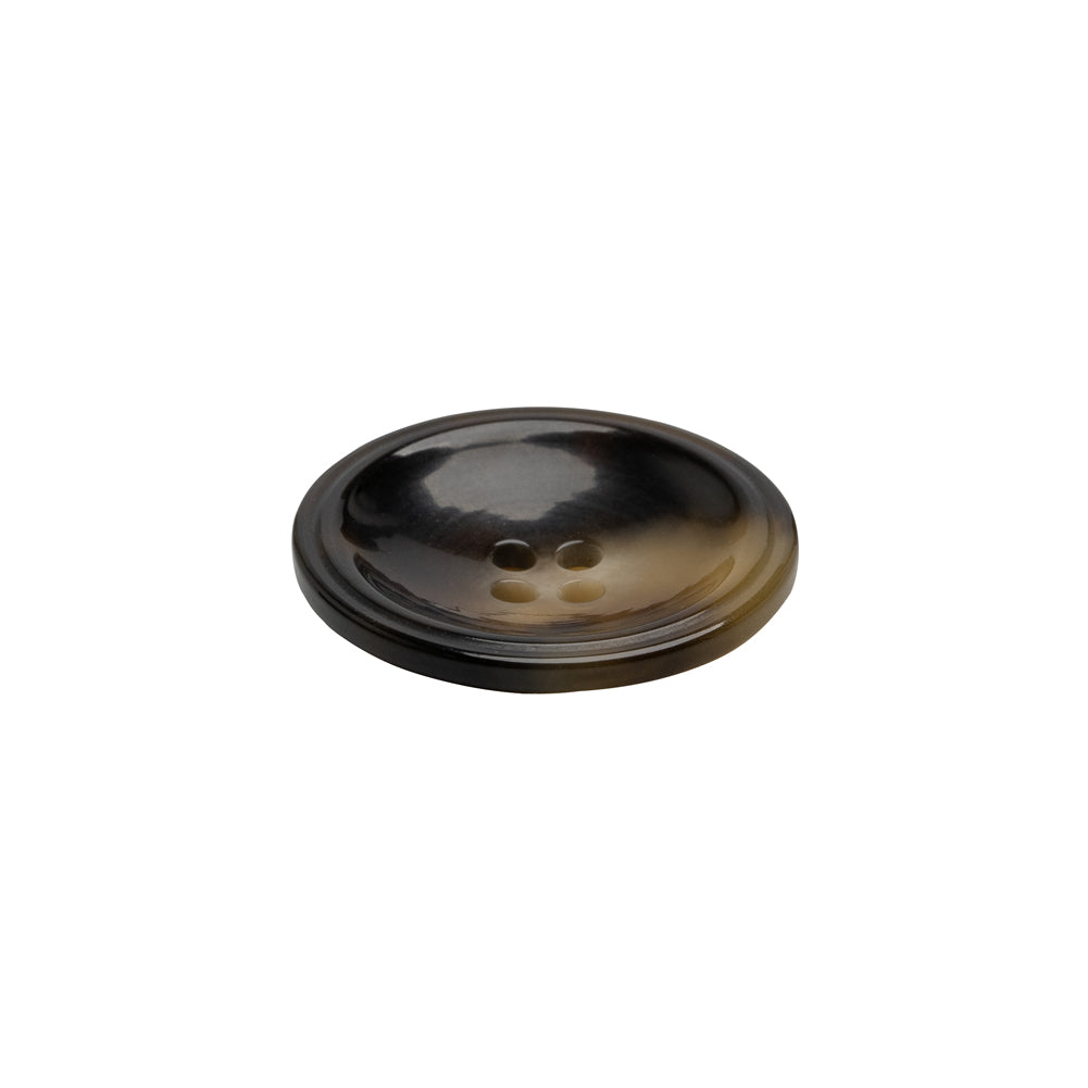 Plastic 4-Hole Button - 32L/20mm - Brown and Translucent Beige Dish Shaped - Folded