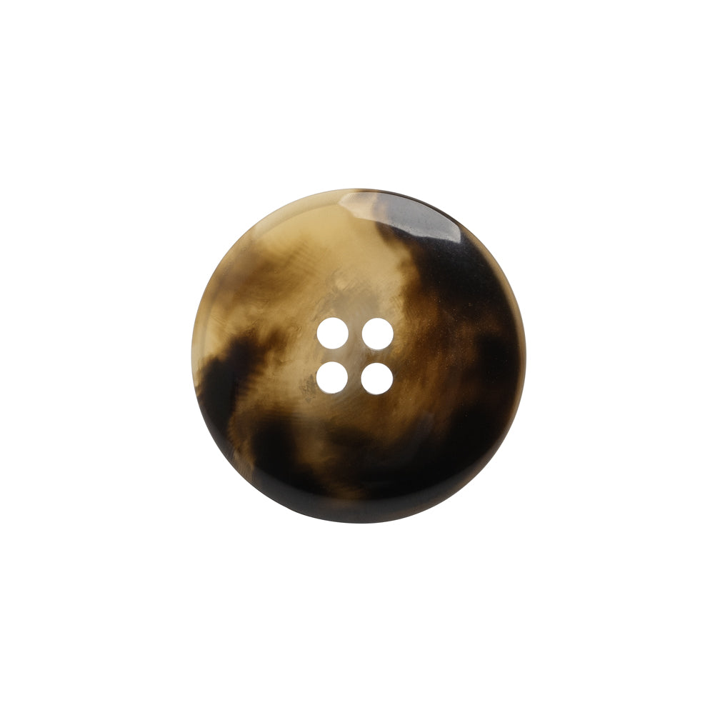 Plastic 4-Hole Button - 32L/20mm - Brown and Translucent Beige Dish Shaped - Detail