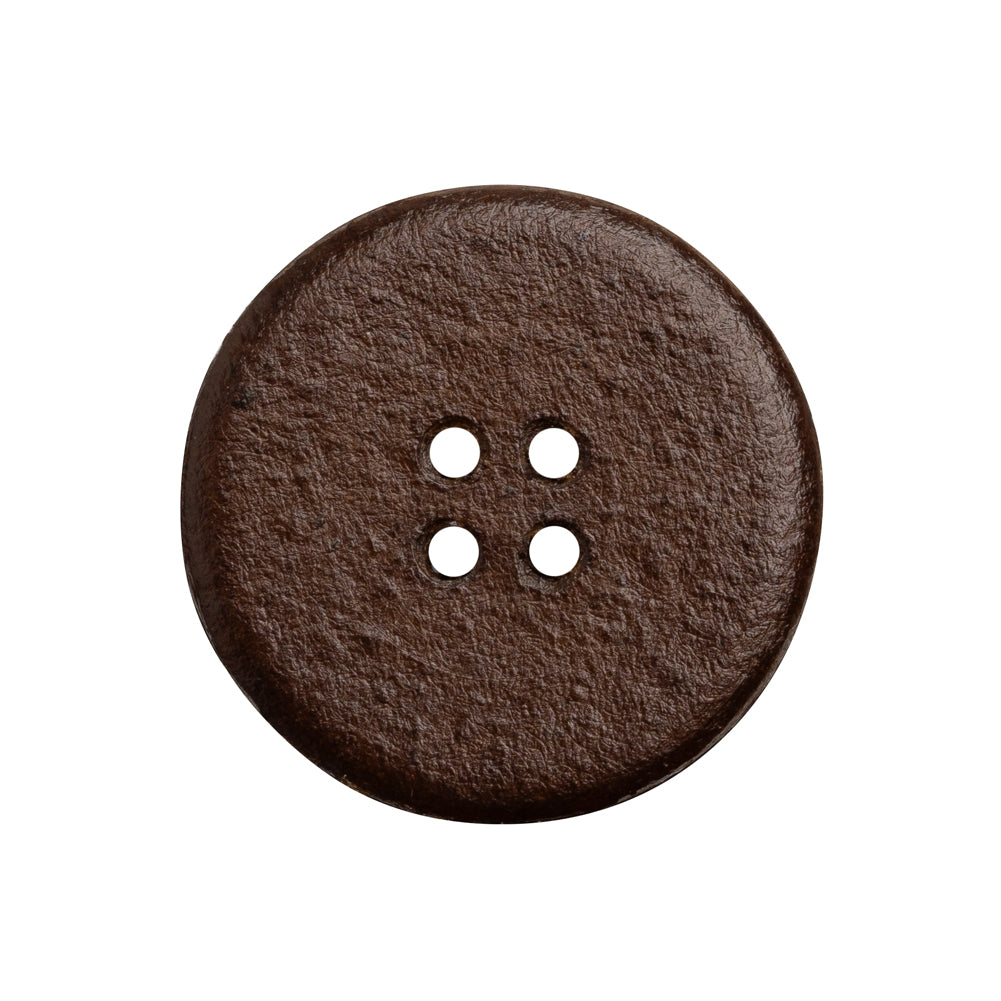 Leather 4-Hole Button - 40L/25.5mm - Dark Brown - Detail