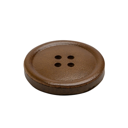 Leather 4-Hole Button - 40L/25.5mm - Brown