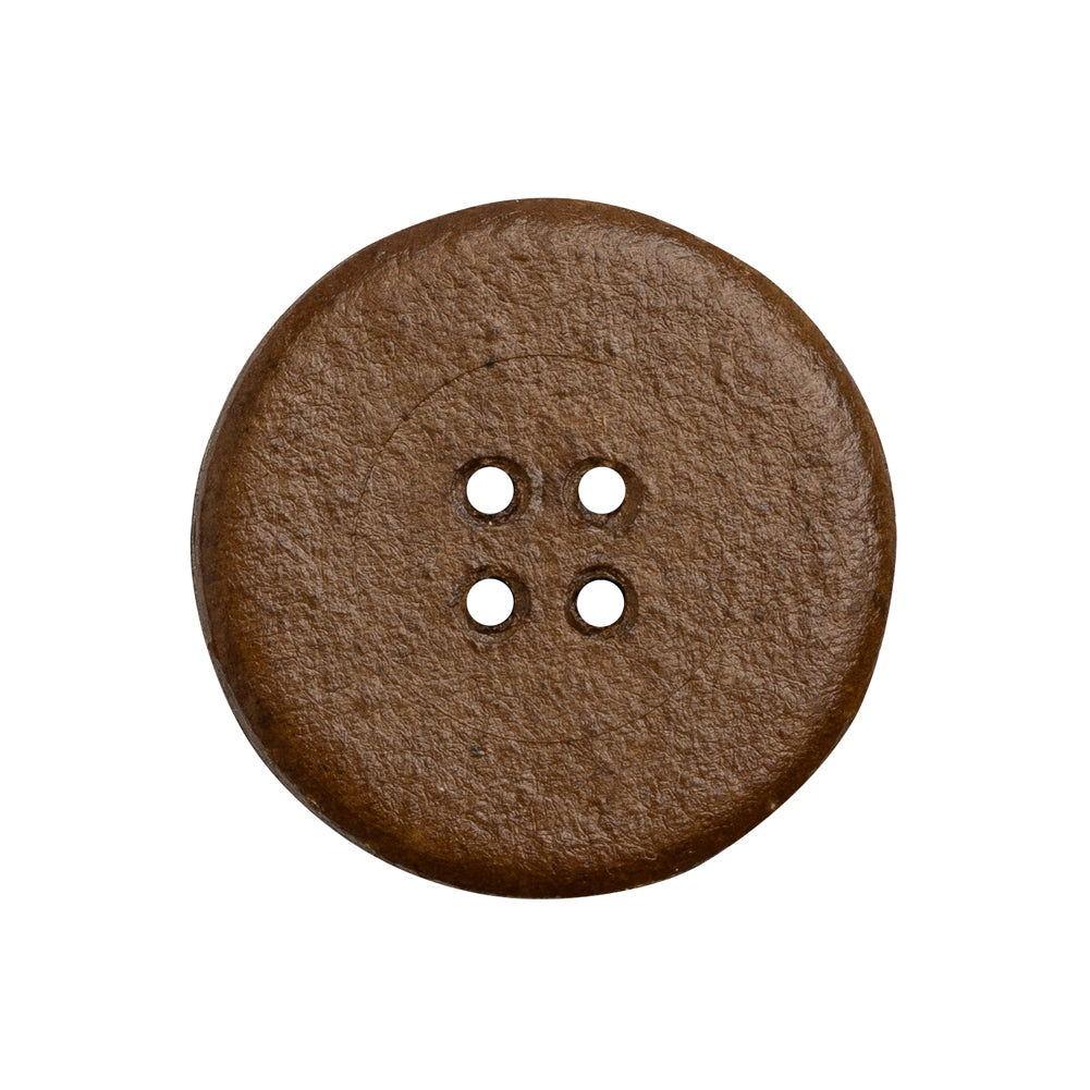 Leather 4-Hole Button - 40L/25.5mm - Brown - Detail