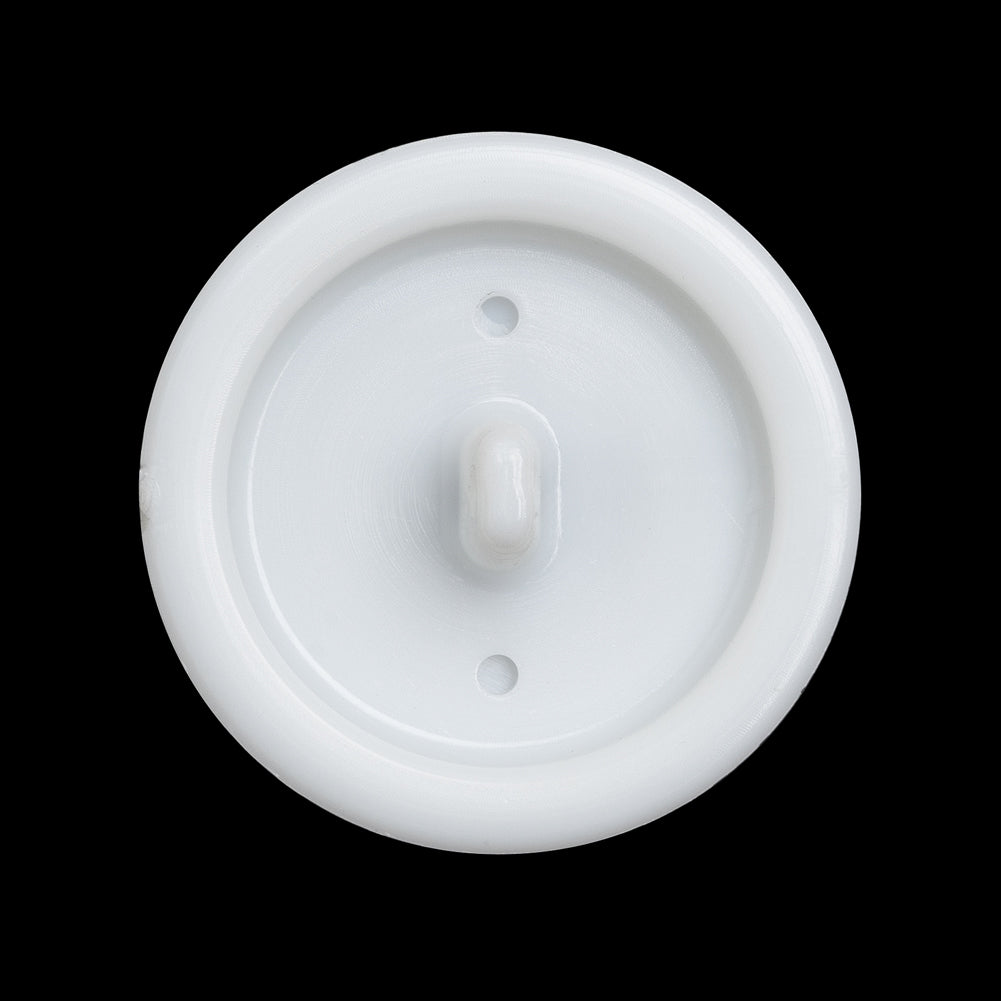 Plastic Shank Back Button - 44L/28mm - White and Metallic Gunmetal Faux Stitched 4-Hole - Detail