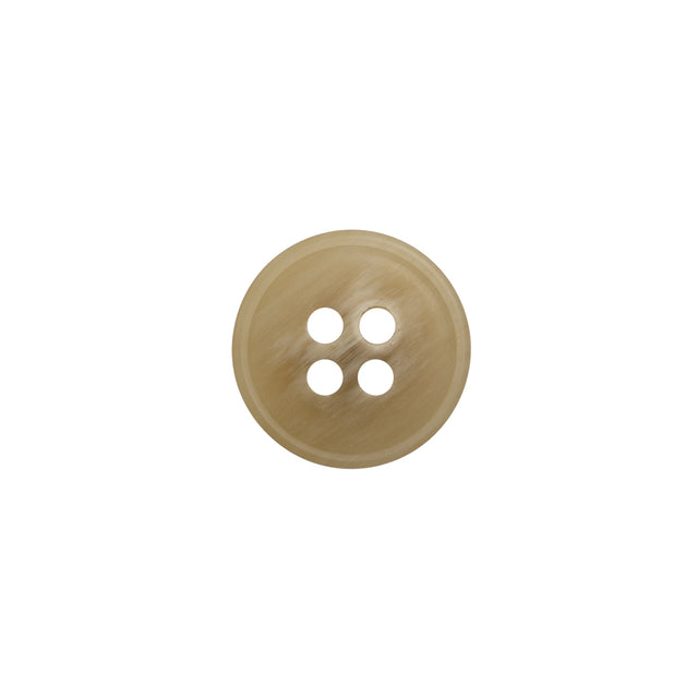 Plastic 4-Hole Button - 20L/12.5mm - Beige and White Striated - Made in Italy