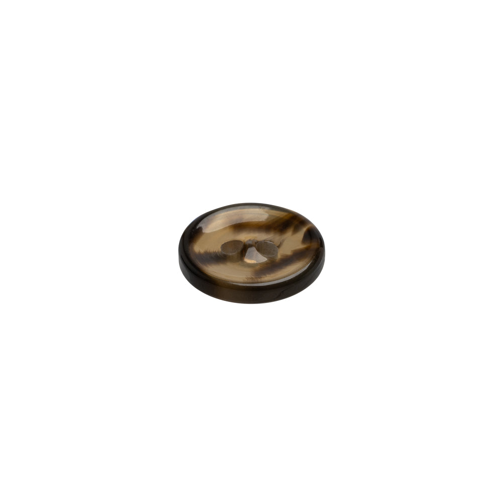 Plastic 2-Hole Button - 18L/11.5mm - Brown and Black Translucent Rolled Rim - Folded