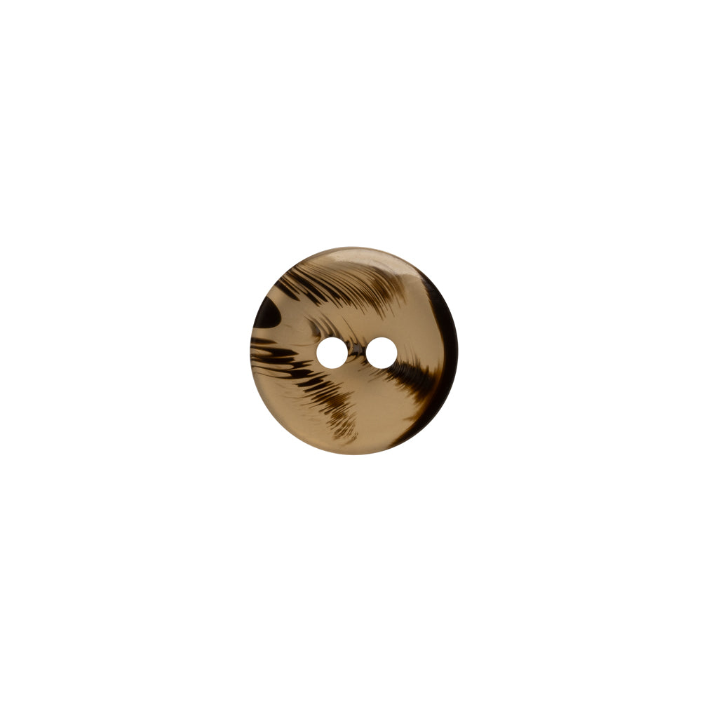 Plastic 2-Hole Button - 18L/11.5mm - Brown and Black Translucent Rolled Rim - Detail