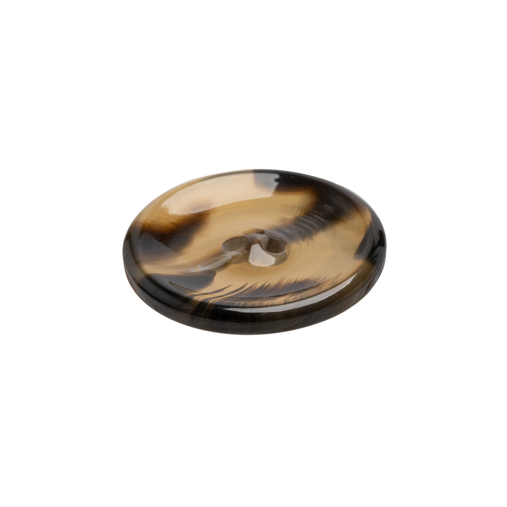 Plastic 2-Hole Button - 35L/22mm - Brown and Black Translucent Rolled Rim - Folded