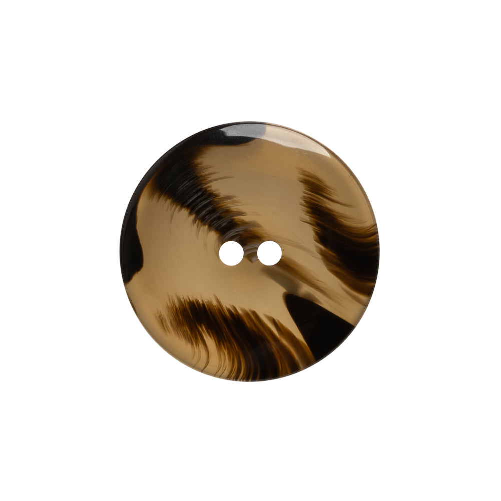 Plastic 2-Hole Button - 35L/22mm - Brown and Black Translucent Rolled Rim - Detail