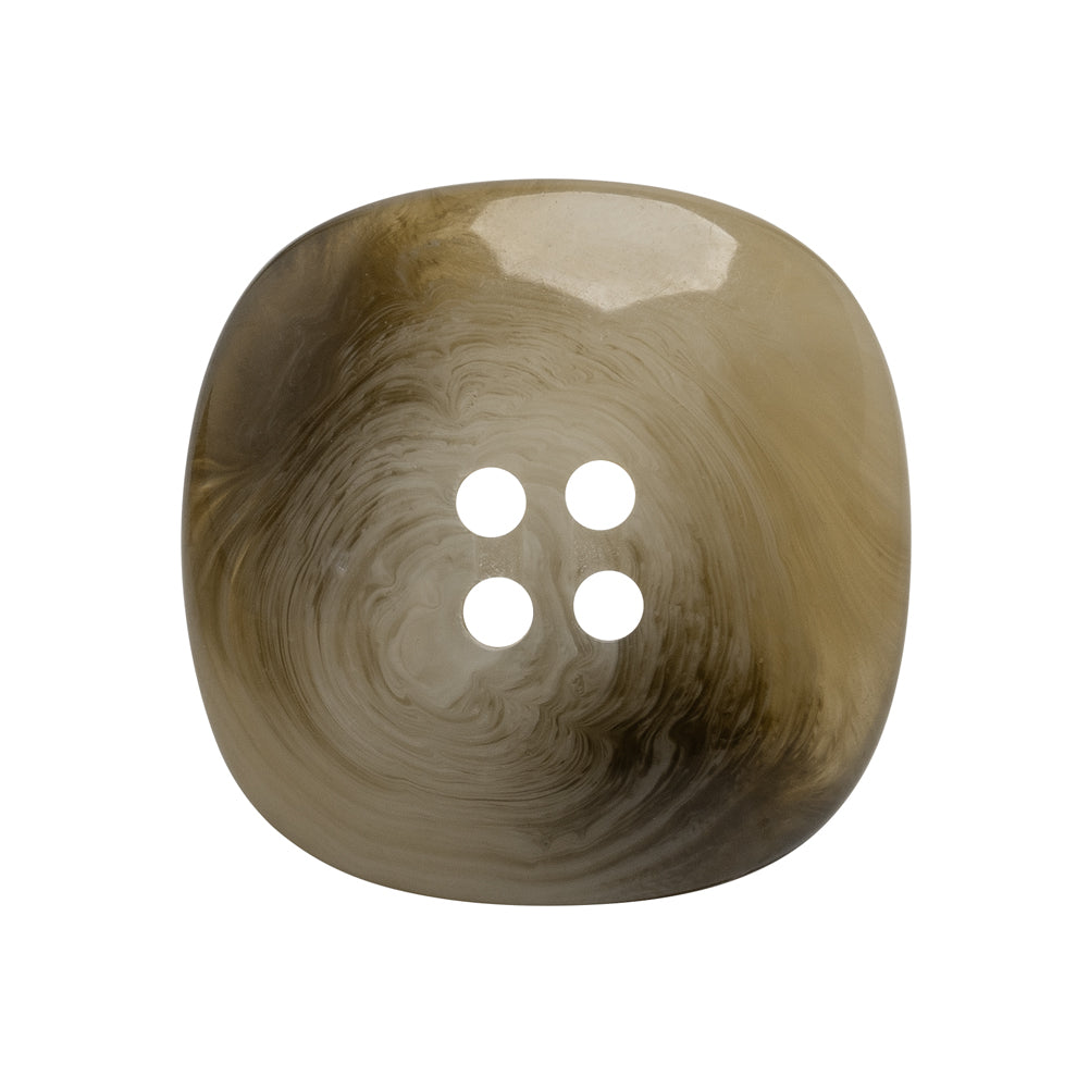 Plastic 4-Hole Button - 42L/27mm - Gray and Brown Chunky Square - Detail