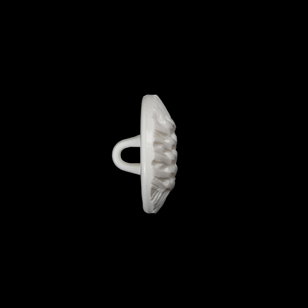 Plastic Shank Back Button - 24L/15mm - White Woven Lattice - Folded