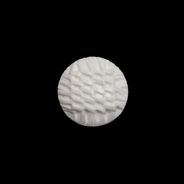 Plastic Shank Back Button - 24L/15mm - White Woven Lattice