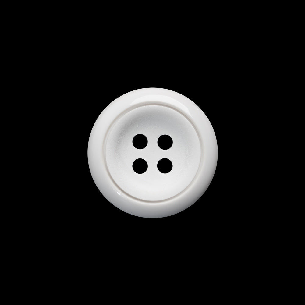 Plastic 4-Hole Button - 28L/18mm - White Tire Rim with Engraved Ring