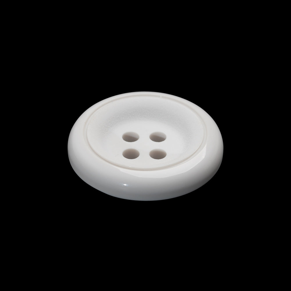Plastic 4-Hole Button - 36L/23mm - White Tire Rim with Engraved Ring - Folded