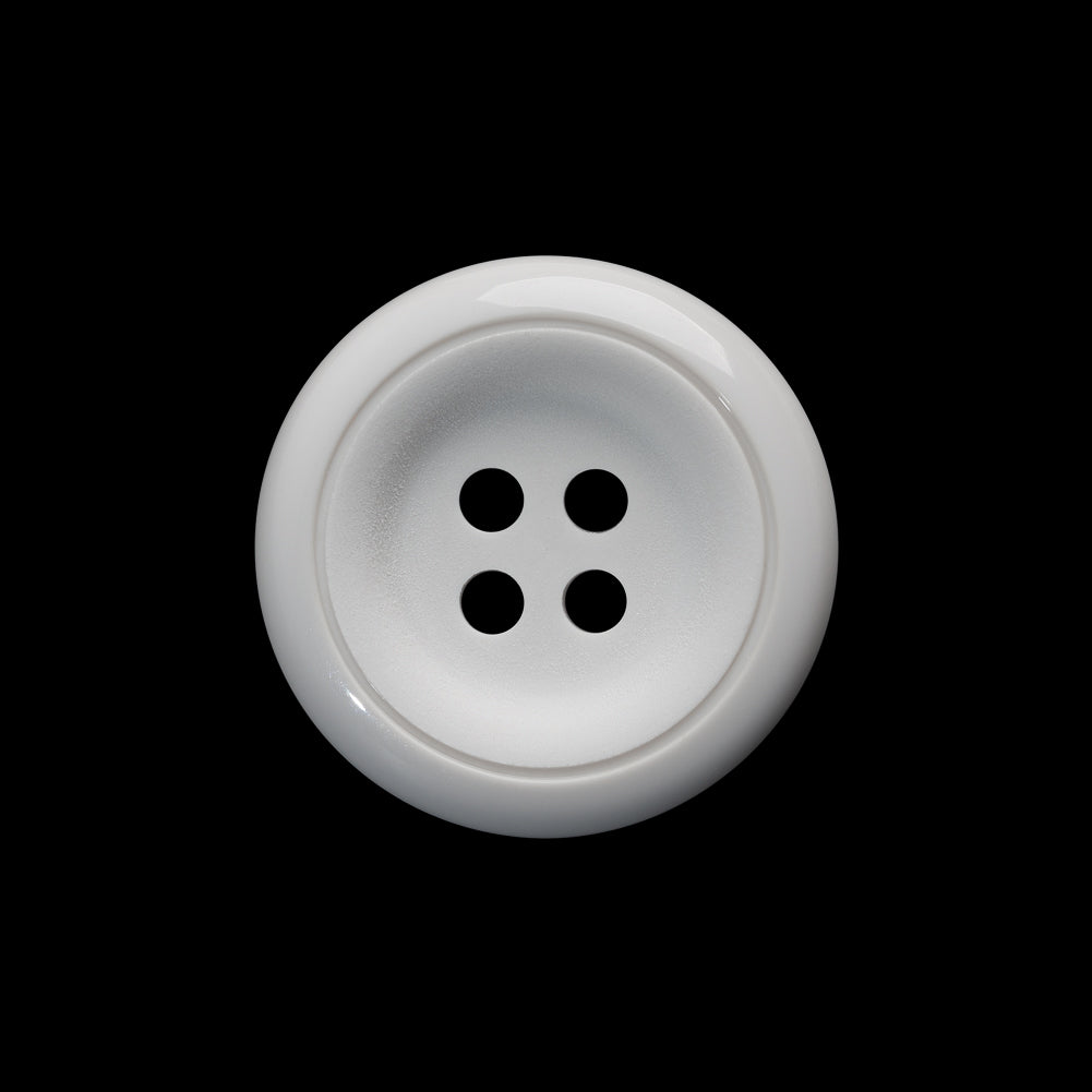 Plastic 4-Hole Button - 36L/23mm - White Tire Rim with Engraved Ring