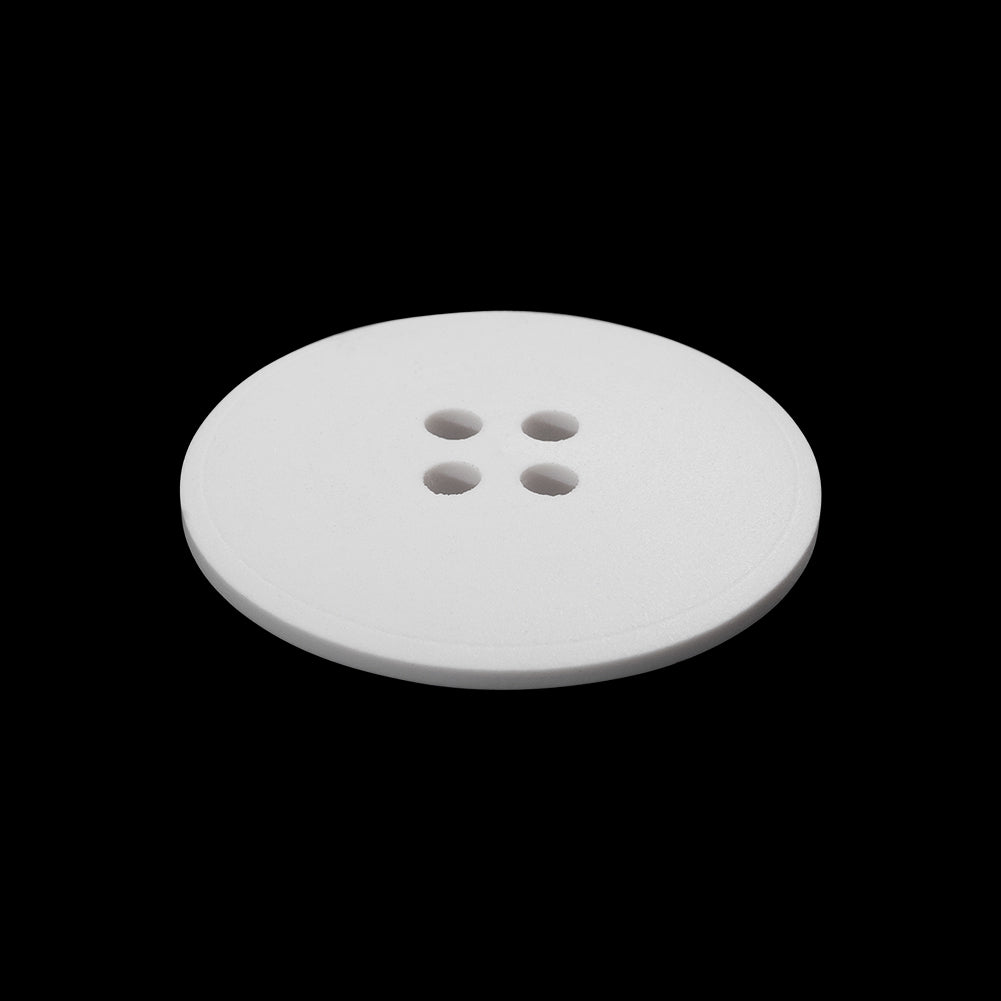 Plastic 4-Hole Button - 40L/25.5mm - White Low Convex - Folded