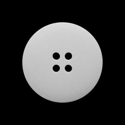 Plastic 4-Hole Button - 40L/25.5mm - White Low Convex