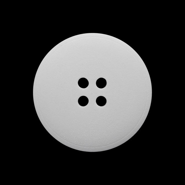 Plastic 4-Hole Button - 40L/25.5mm - White Low Convex