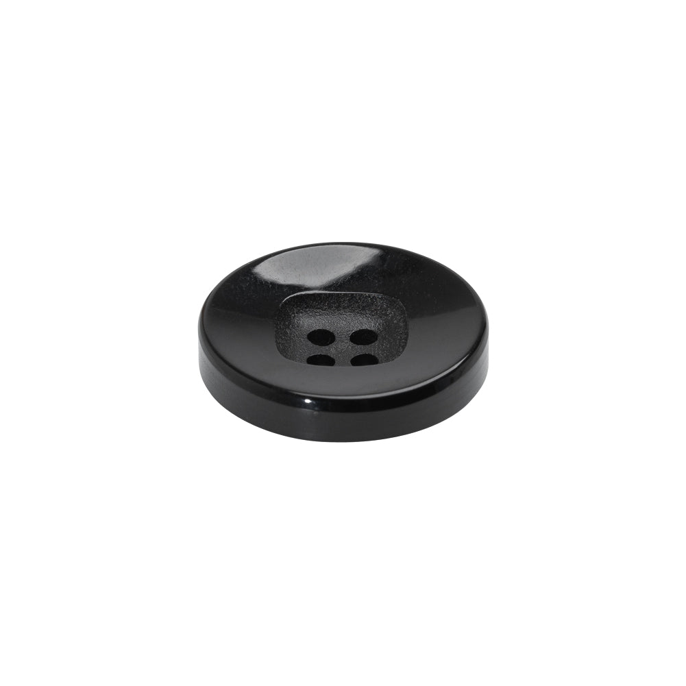 Plastic 4- Hole Button - 28L/18mm - Black with Rounded Square Center - Folded