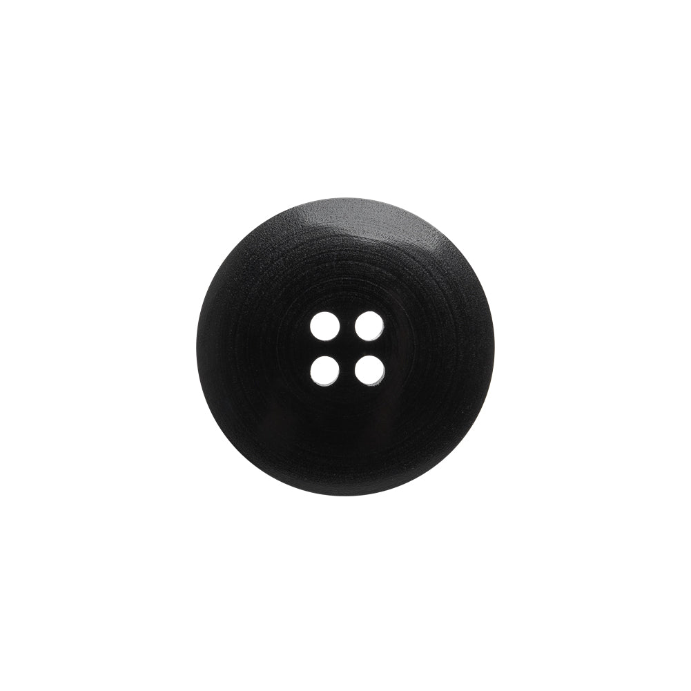 Plastic 4- Hole Button - 28L/18mm - Black with Rounded Square Center - Detail