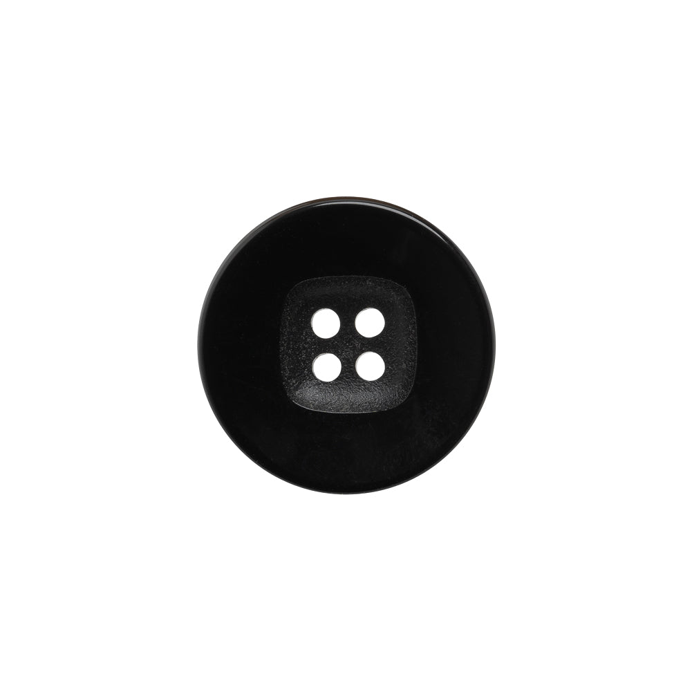 Plastic 4- Hole Button - 28L/18mm - Black with Rounded Square Center