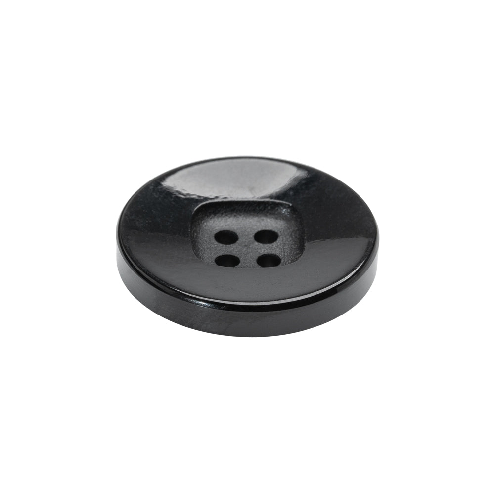 Plastic 4- Hole Button - 36L/23mm - Black with Rounded Square Center - Folded