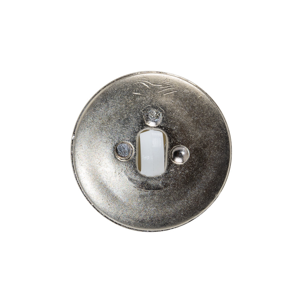 Plastic 2-Piece Shank Back Button - 36L/23mm - Silver and White Pearl Dome - Detail