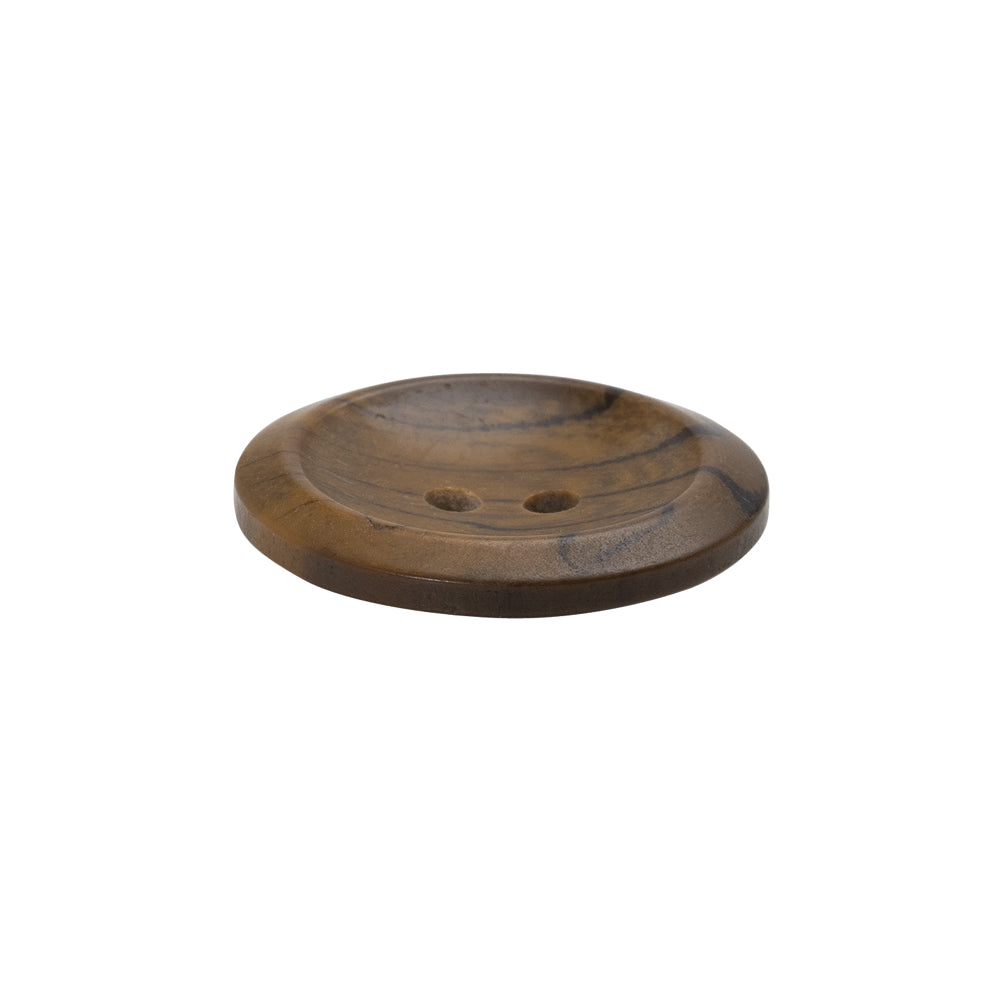 Horn 2-Hole Button - 36L/23mm - Brown and Black Grain - Folded