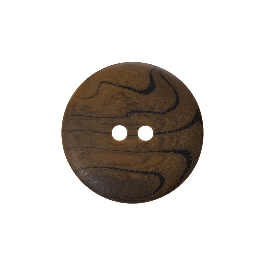 Horn 2-Hole Button - 36L/23mm - Brown and Black Grain - Detail