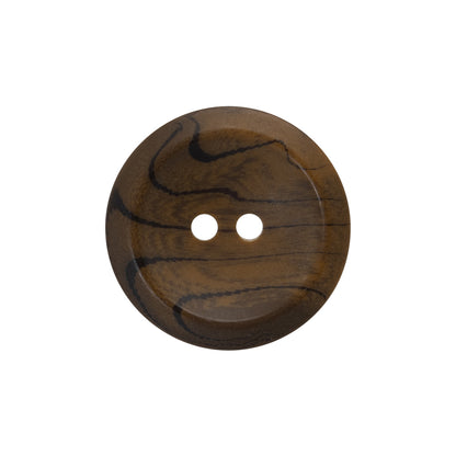 Horn 2-Hole Button - 36L/23mm - Brown and Black Grain