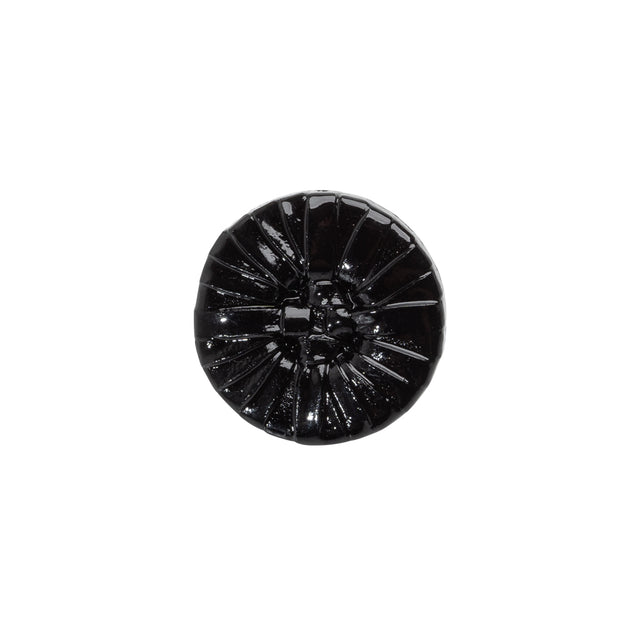 Plastic Shank Back Button - 24L/15mm - Black Faux Leather Wrapped