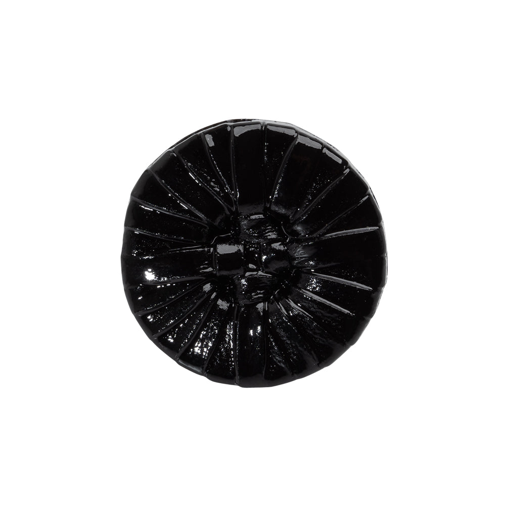 Plastic Shank Back Button - 36L/23mm - Black Faux Leather Wrapped