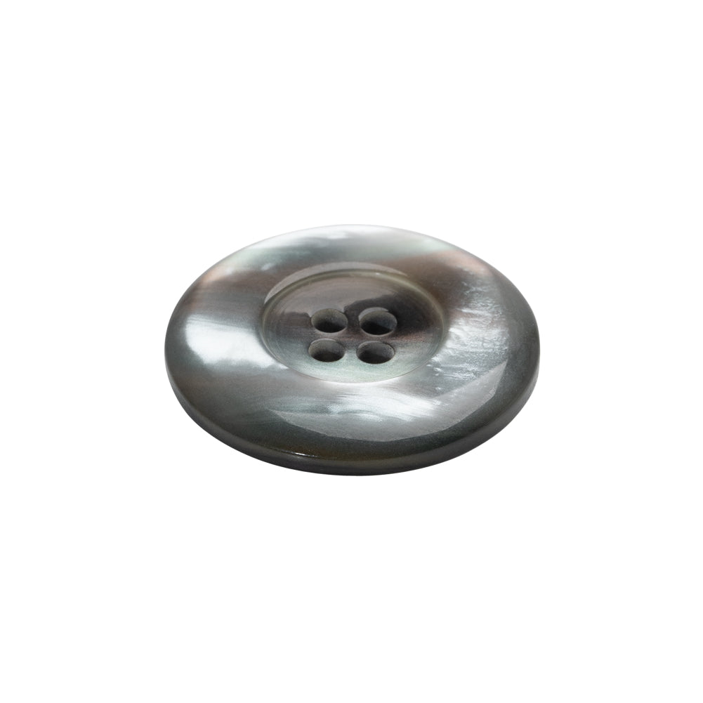 Shell 4-Hole Button - 36L/23mm - Gray Iridescent Wide Rim - Folded