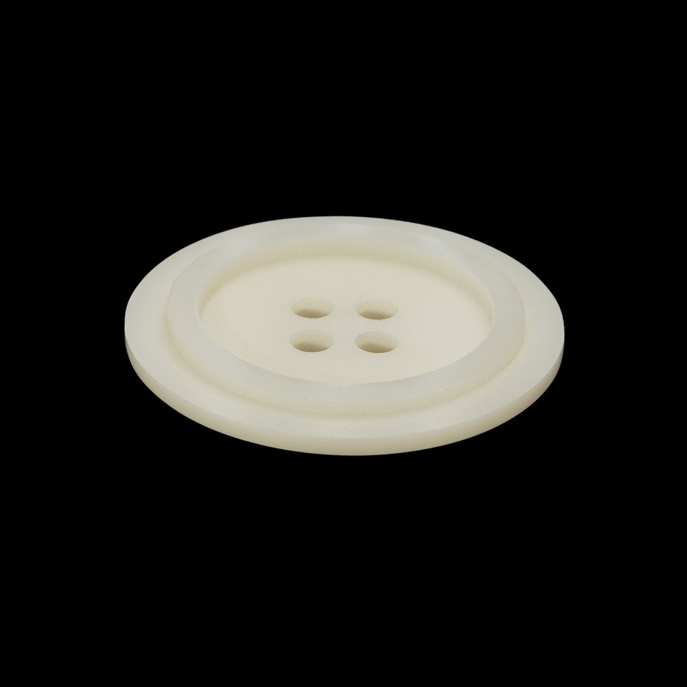 Plastic 4-Hole Button - 40L/25.5mm - Ivory with Iridescent White Ring - Folded