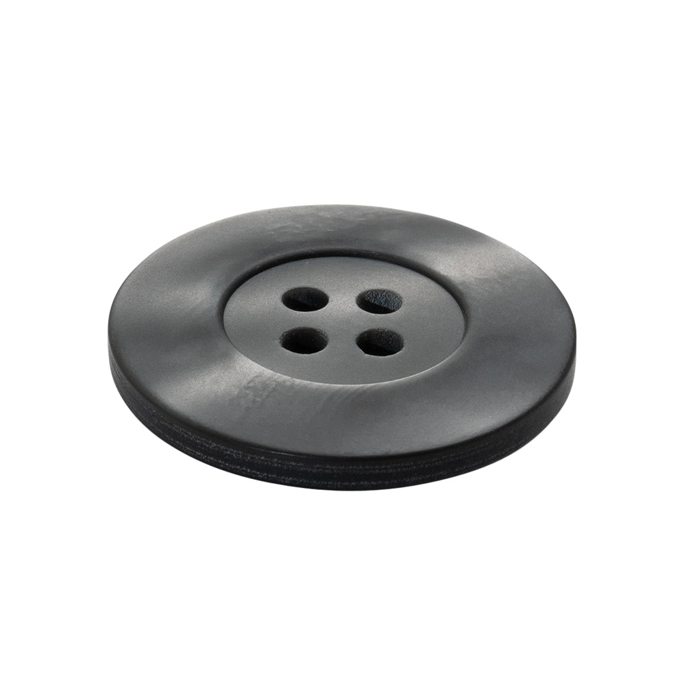 Plastic 4-Hole Button - 42L/27mm - Iridescent Gray with Wide Flat Rim - Folded