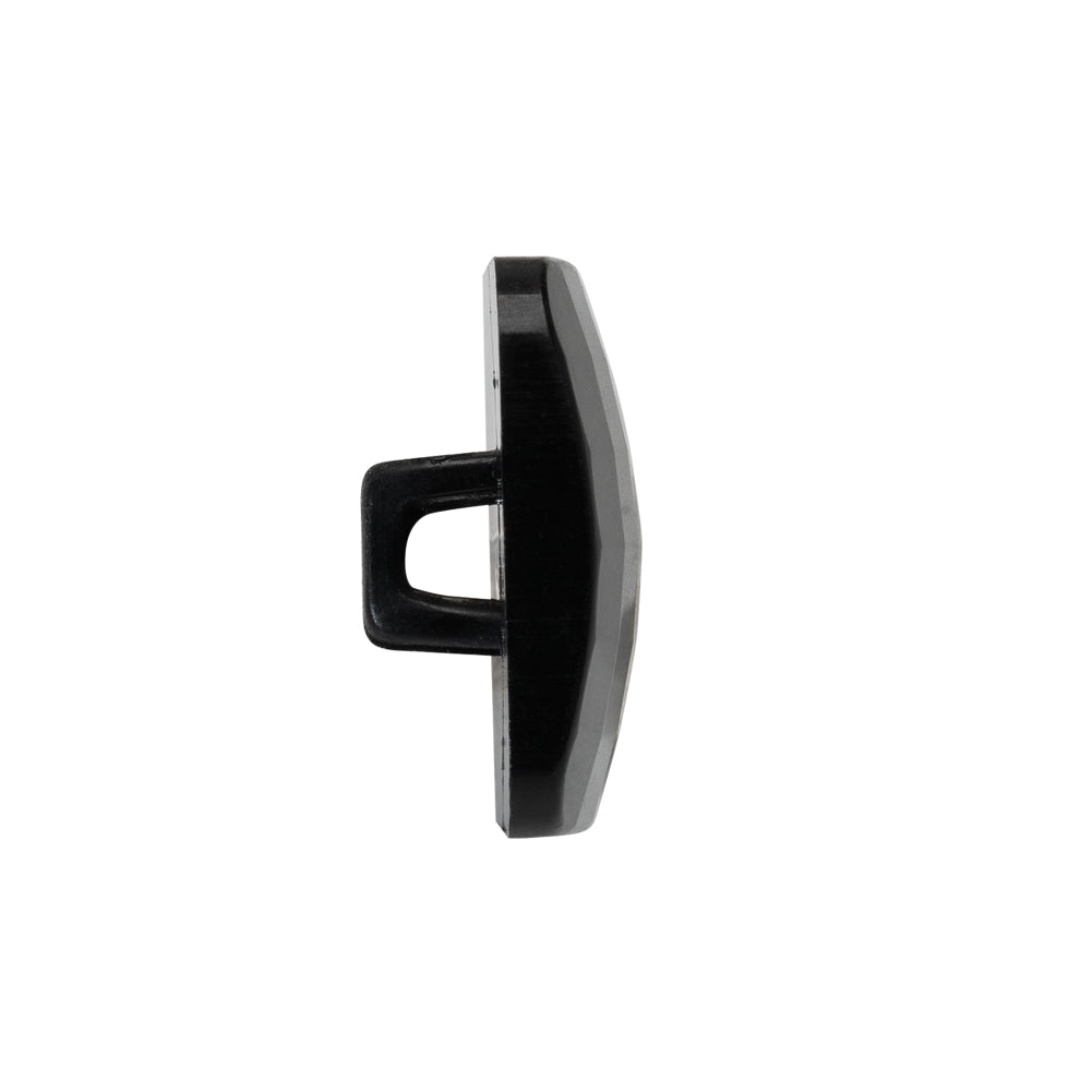 Square Plastic Shank Back Button - 36L/23mm - Black Faceted - Folded