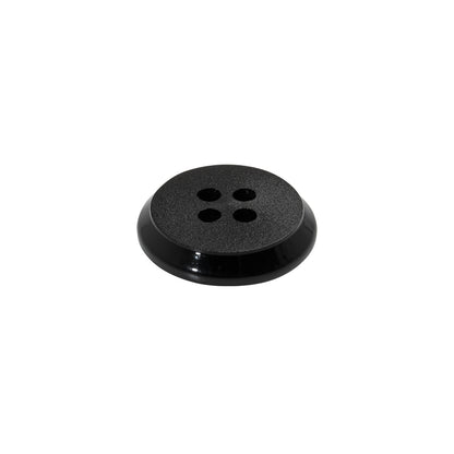 Plastic 4-Hole Button - 24L/15mm - Black Matte Face with Beveled Rim