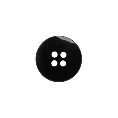 Plastic 4-Hole Button - 24L/15mm - Black Matte Face with Beveled Rim