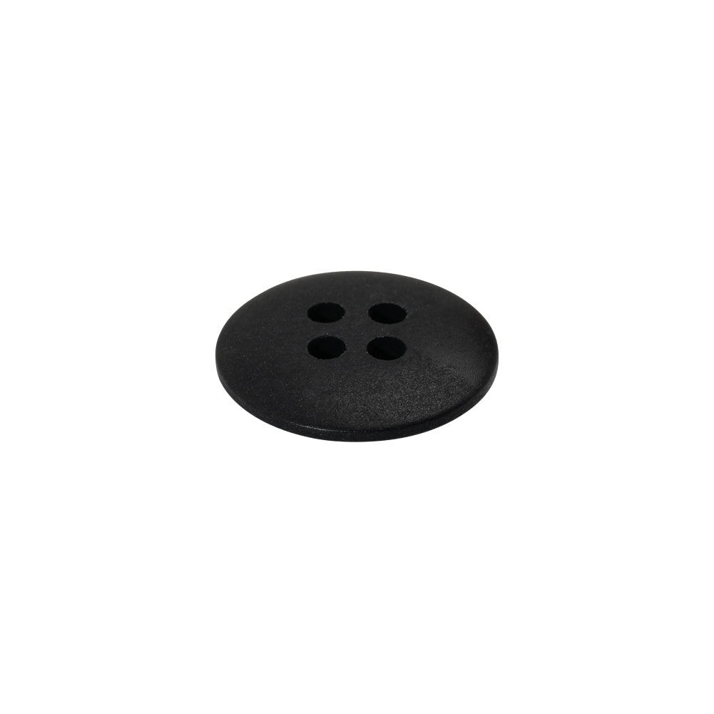 Plastic 4-Hole Button - 24L/15mm - Matte Black Smooth Top - Folded