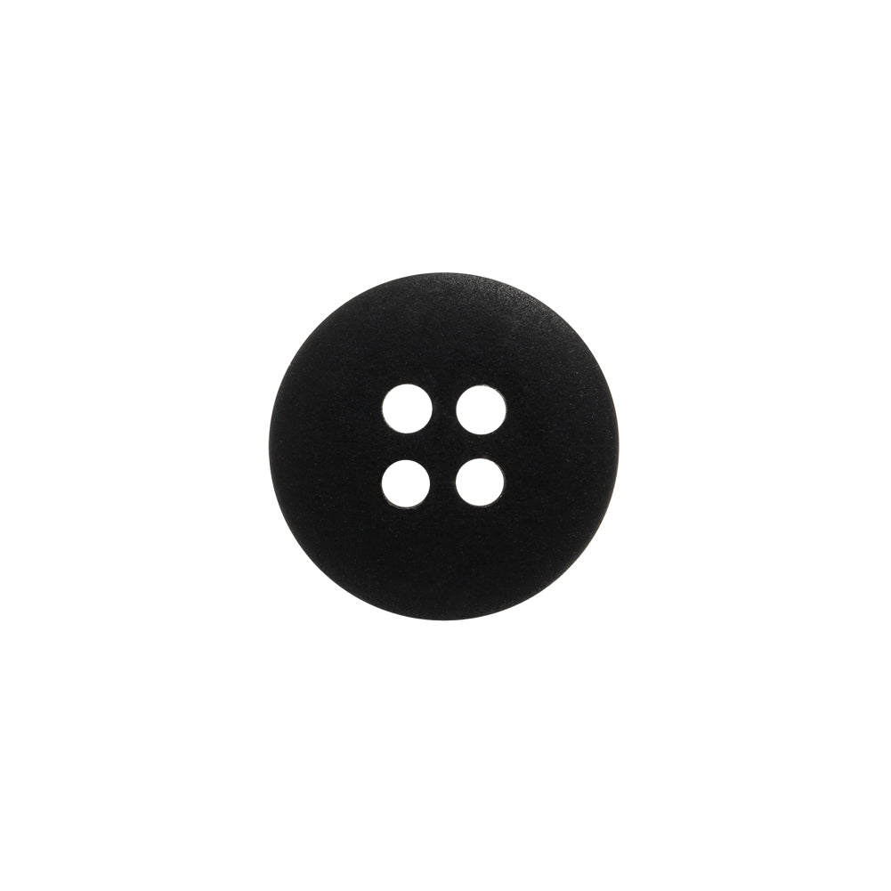 Plastic 4-Hole Button - 24L/15mm - Matte Black Smooth Top
