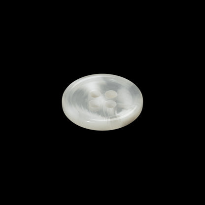 Plastic 4-Hole Button - 24L/15mm - Translucent White Swirls Rolled Rim