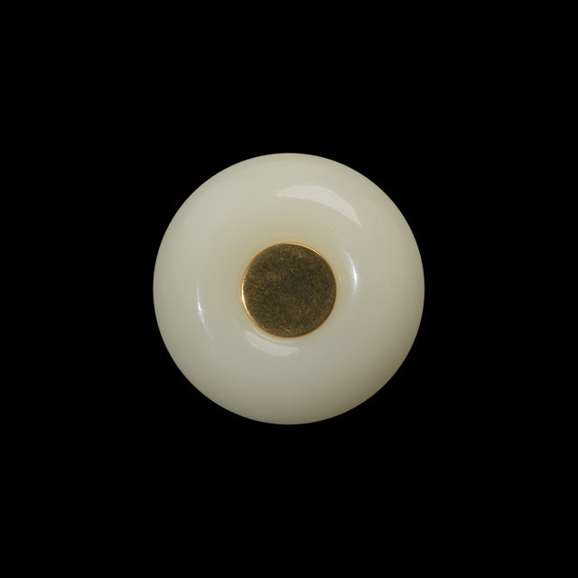 Plastic Self-Back Button - 32L/20mm - Ivory Tire Rim with Gold Disc Center