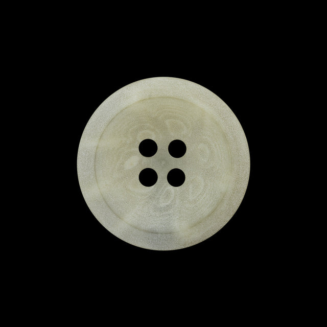 Plastic 4-Hole Button - 35L/22mm - Matte Translucent Ivory Swirls Shallow Plate