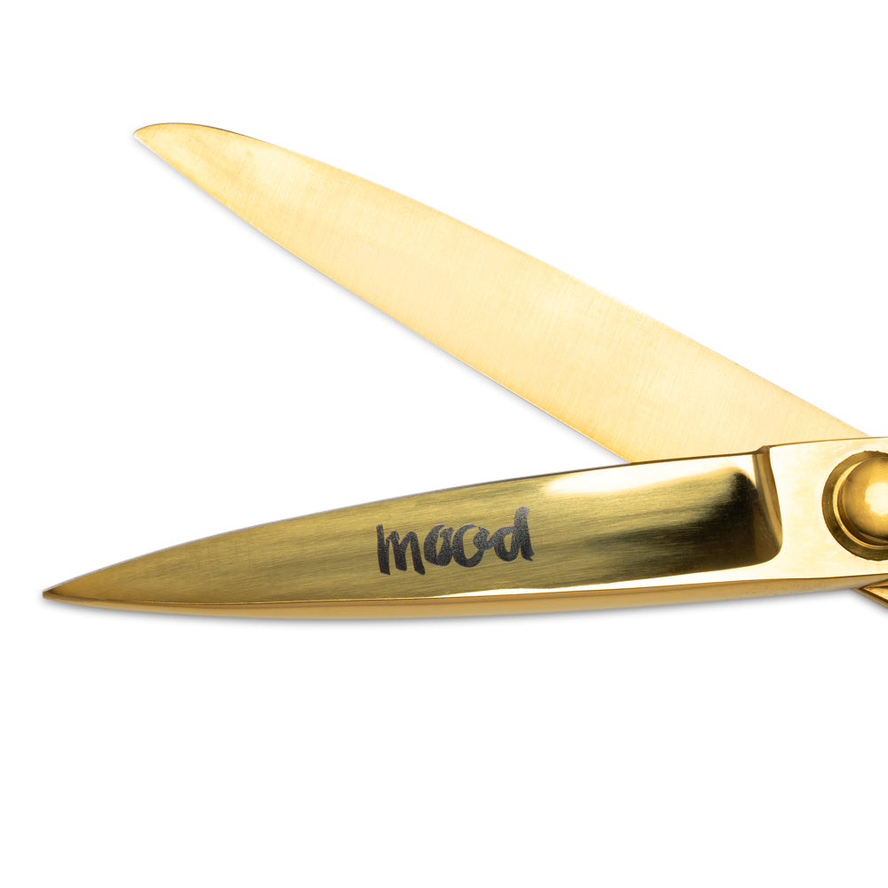 9" Knife-Edge Dressmaker's Shears by Mood - Metallic Gold Folded