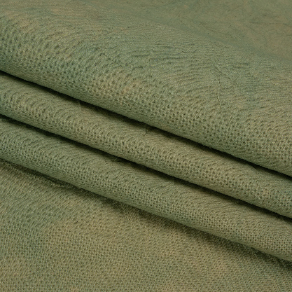 Olive Mottled Wrinkled Lightweight Cotton Canvas Folded